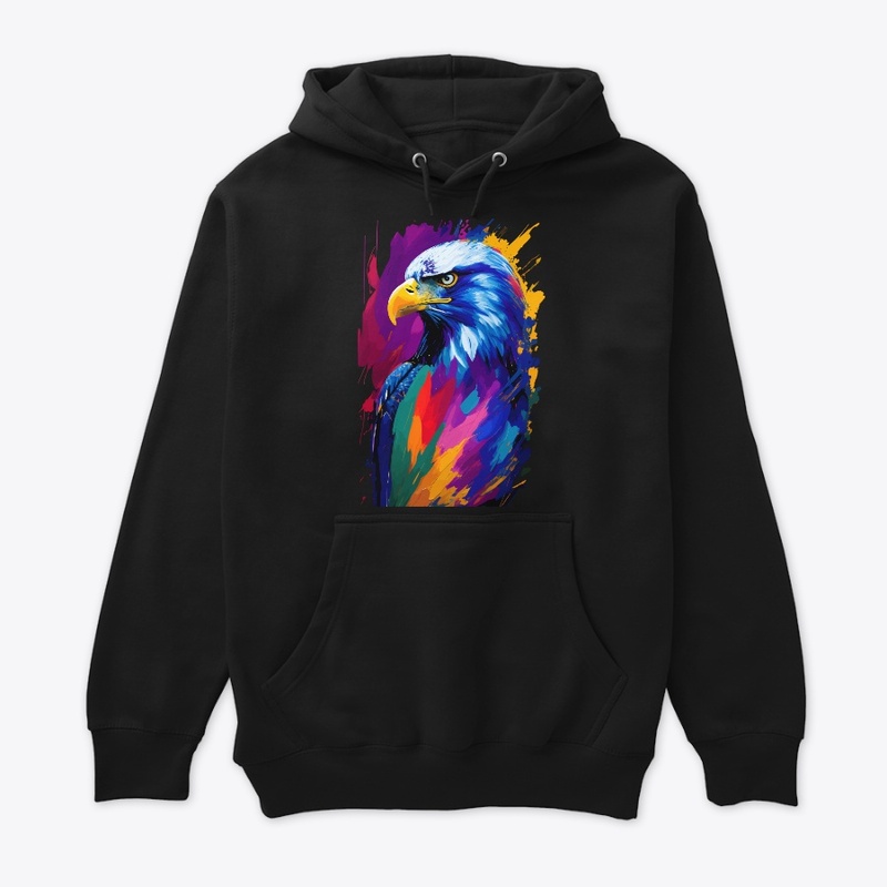 Vibrant Eagle in colorful splatter, left