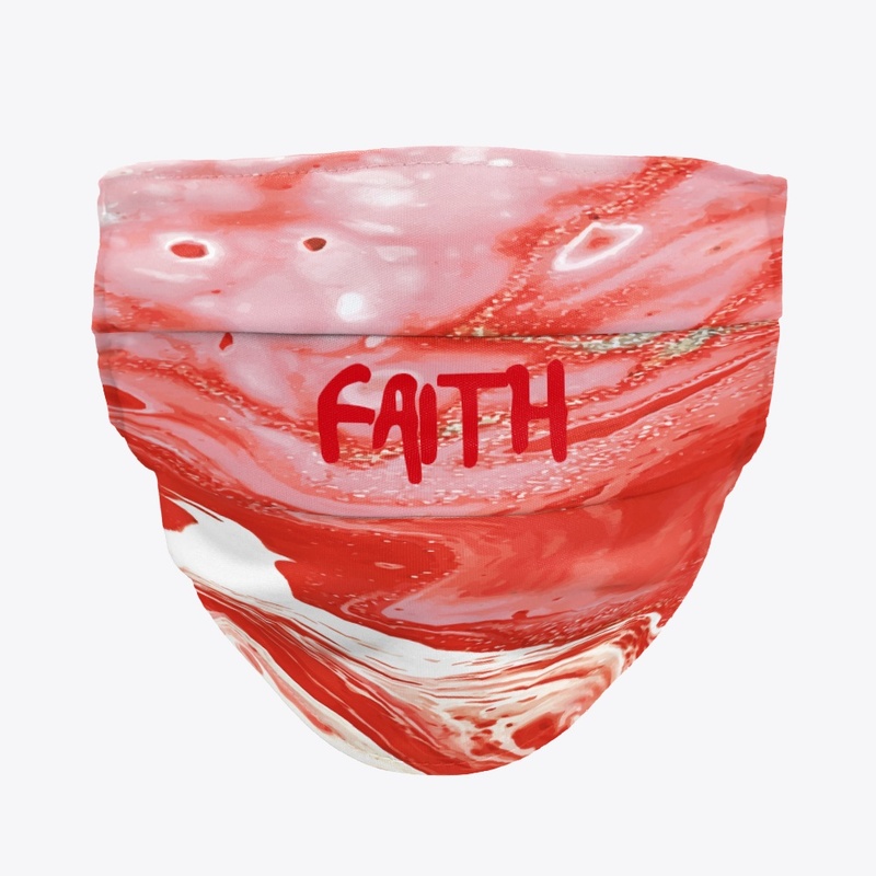 Red Marble "FAITH" Face Mask