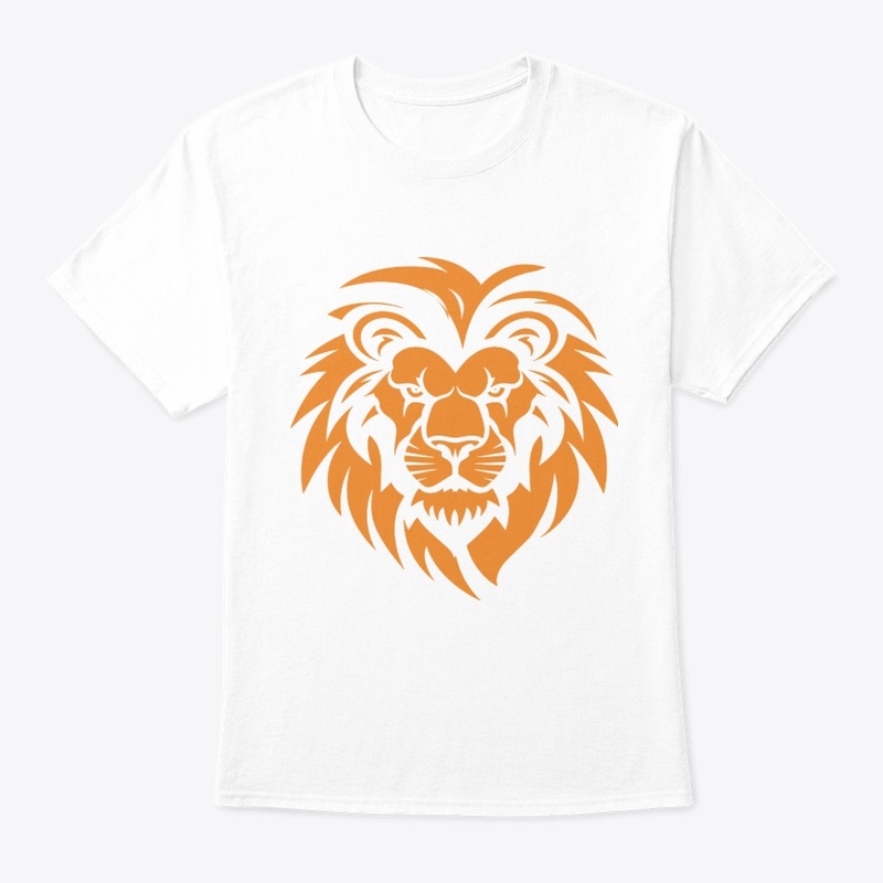 Simple orange lion head silhouette logo
