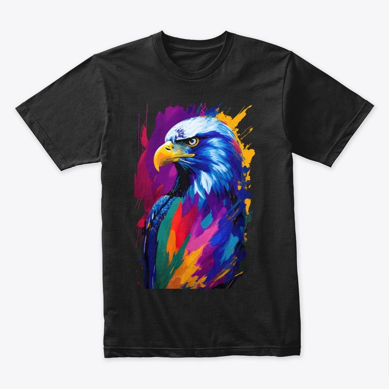 Vibrant Eagle in colorful splatter, left