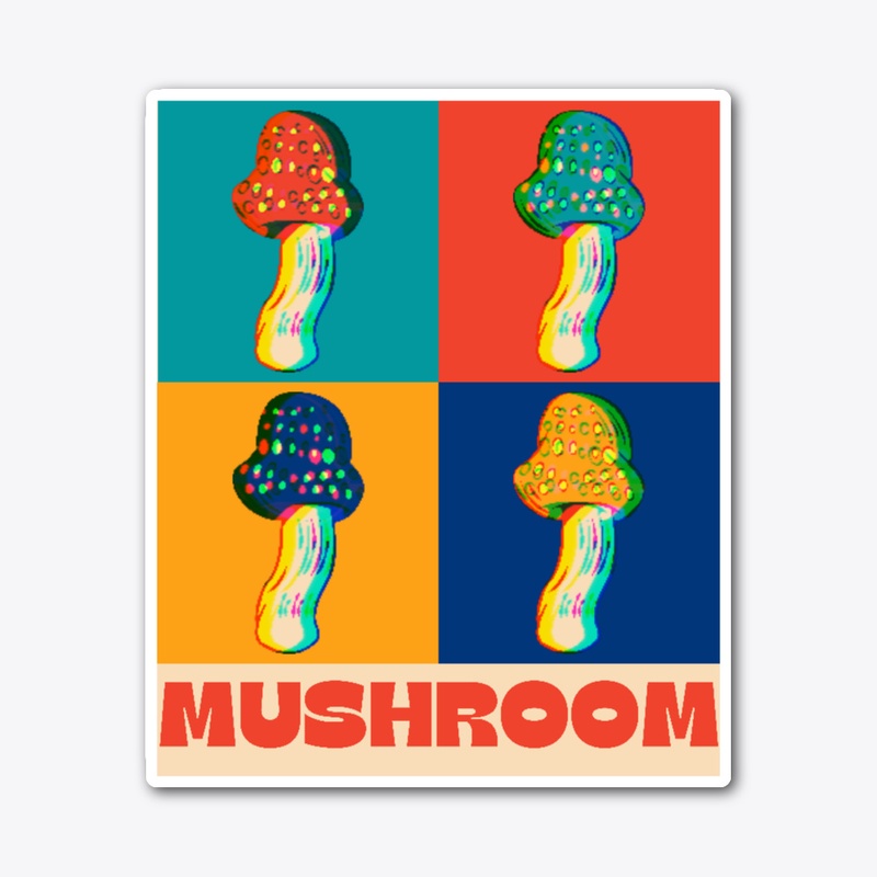 Cute mushroom collage glitch design