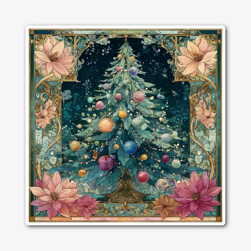 Art Nouveau Christmas Tree Floral