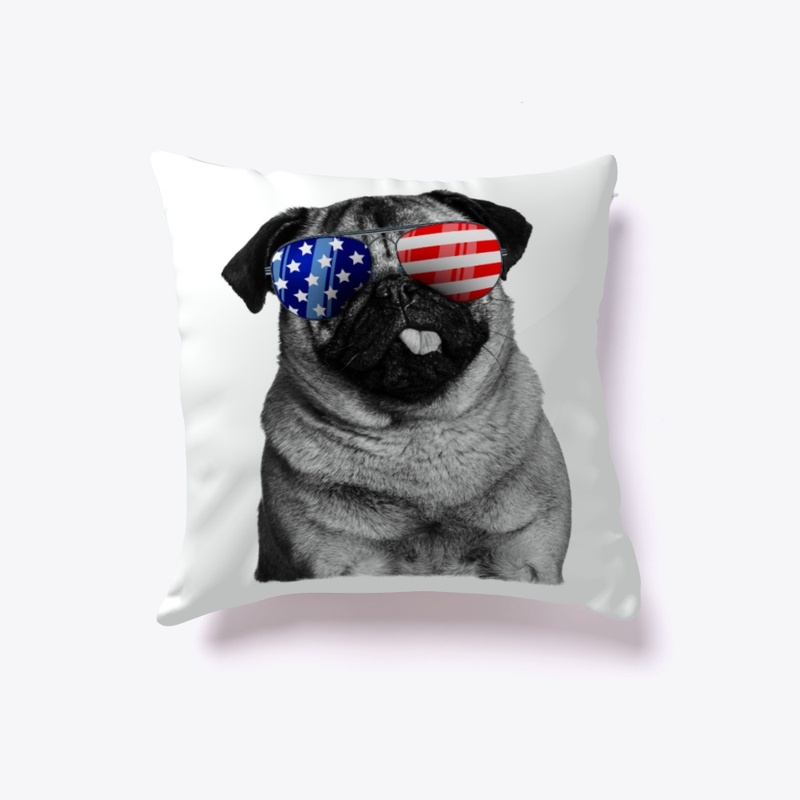 Vintage American Flag Patriot Pug