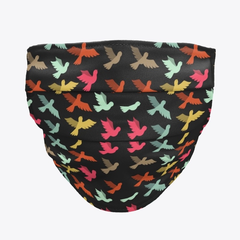 colorful birds face mask
