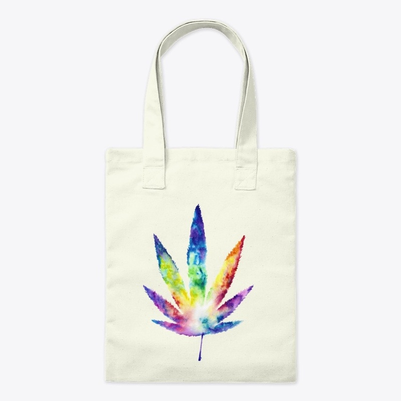 Watercolor Tie Dye Marijuana Leaf Art
