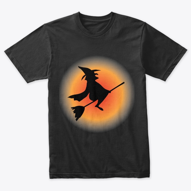 Halloween flying Witch with her broom.