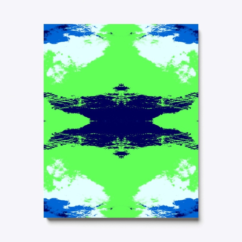 Abstract Green Blue Ink Blot Rorschach