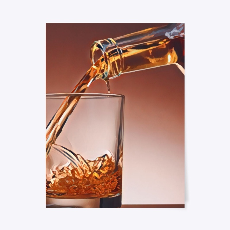 Whisky Pouring - Watercolor Print 