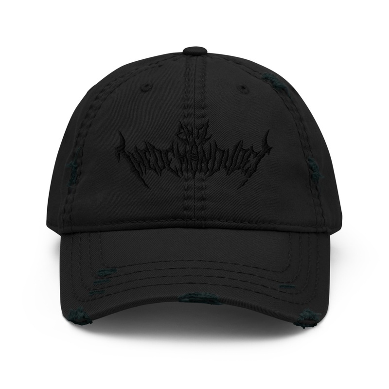 Black Logo Distressed Cap