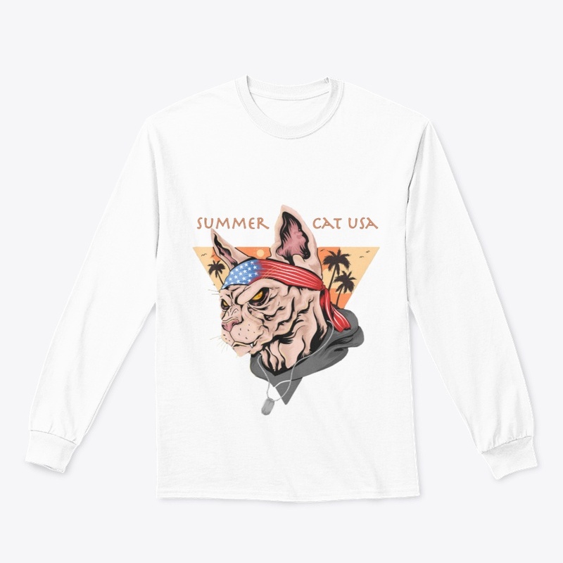 Summer cat usa american flag patriot