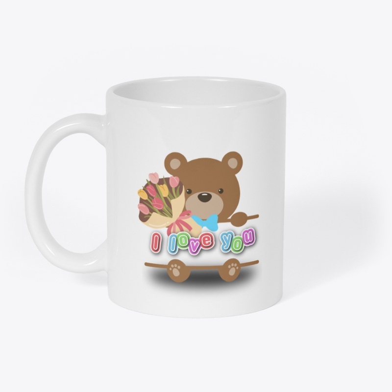 I love you flower and bear collection
