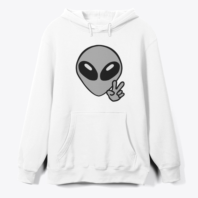 Space Alien Head With Peace Hand Sign