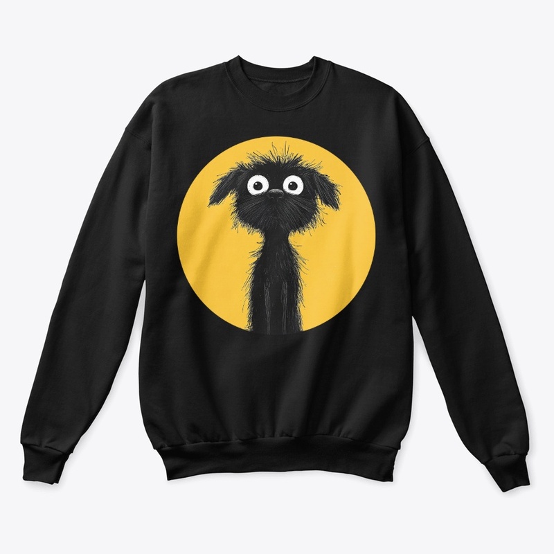 Scruffy Black Dog & Yellow Sun
