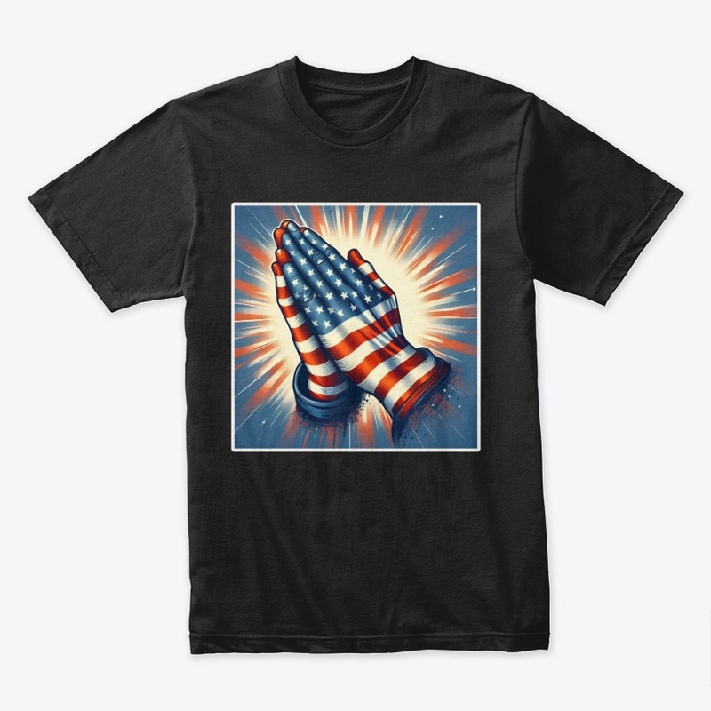 Praying Hands American Flag July 4th Tee