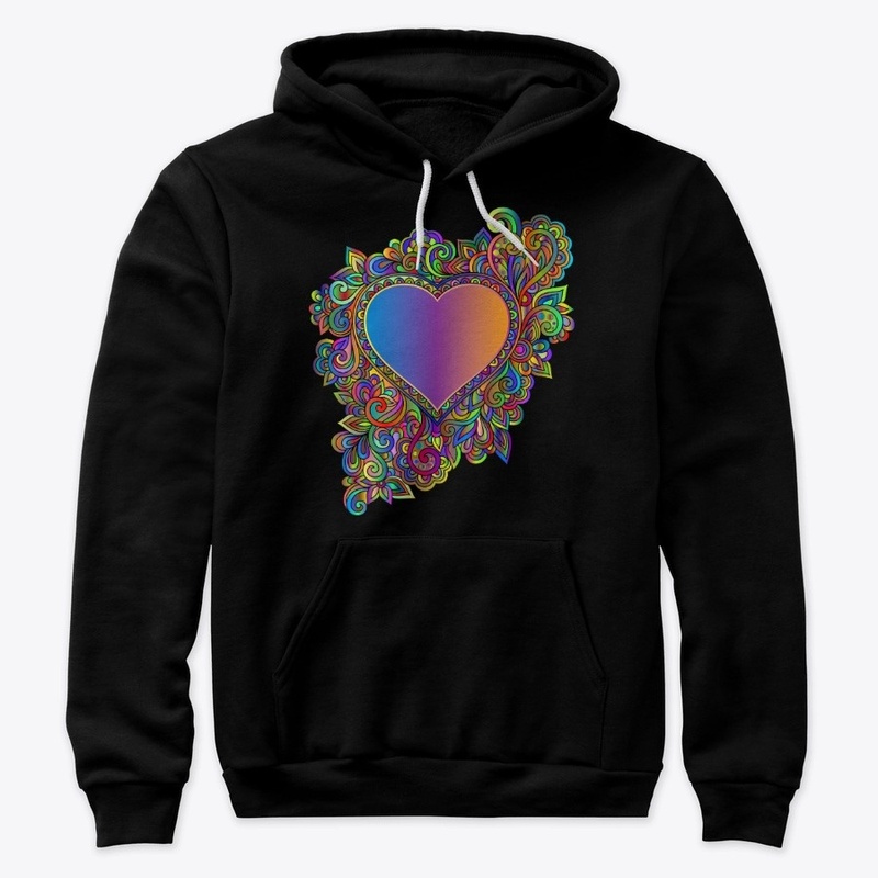 Unisex Hoodie Colored Heart Pattern