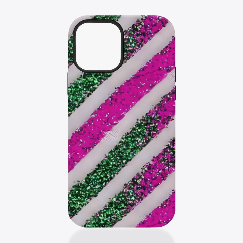 White, Pink and Green Glitter Design 