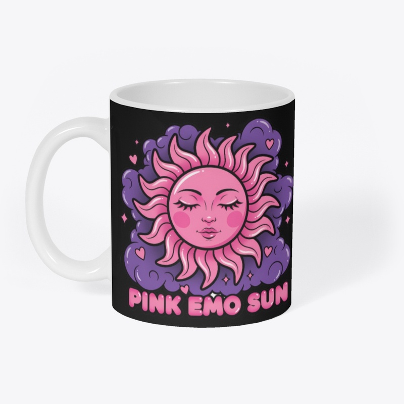 Kawaii Pink Emo Sun Aesthetic Art