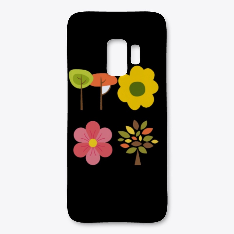Colorful flowers and trees