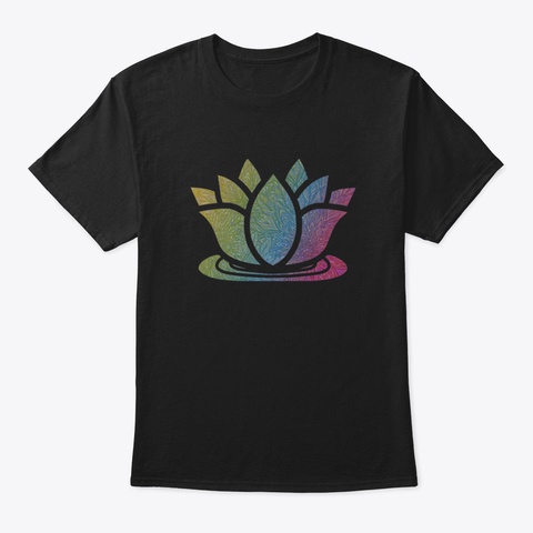 Lotus Flower Yoga Meditation Namaste Cut Black T-Shirt Front