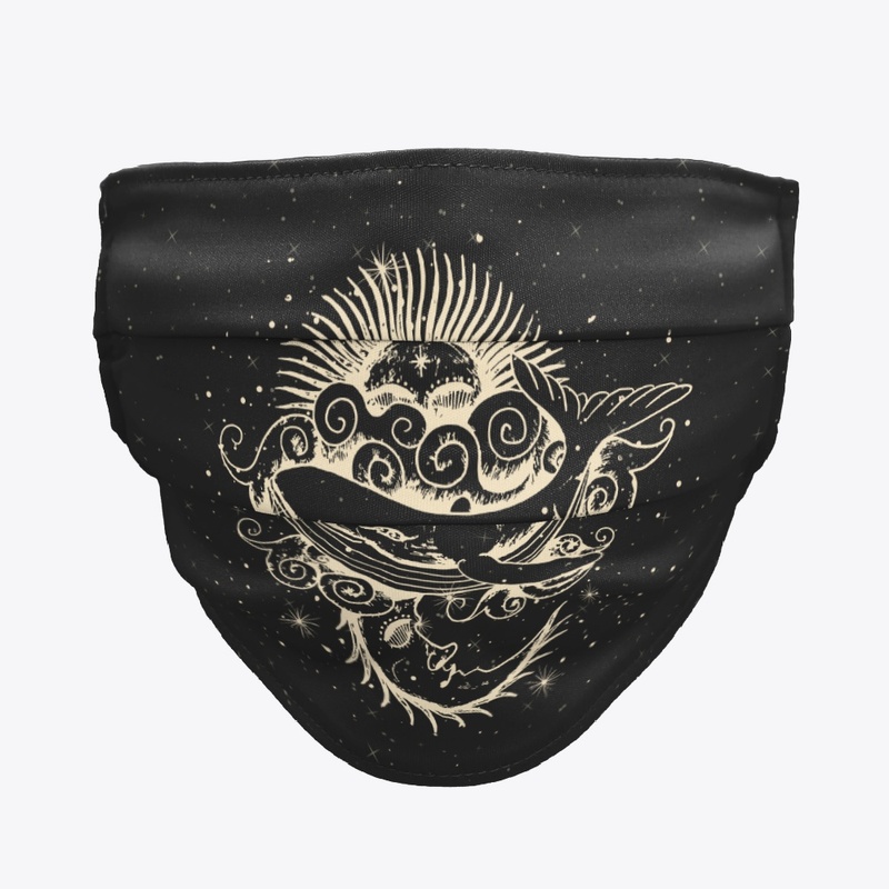 Abstract Cosmic Whale With Sun And Moon