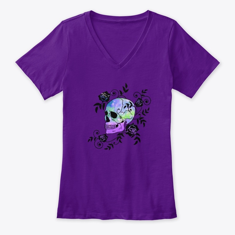 Multi color skull and rose