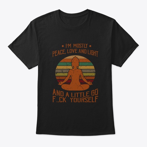 Funny Yoga Peace Love Light Fitness Gift Black T-Shirt Front