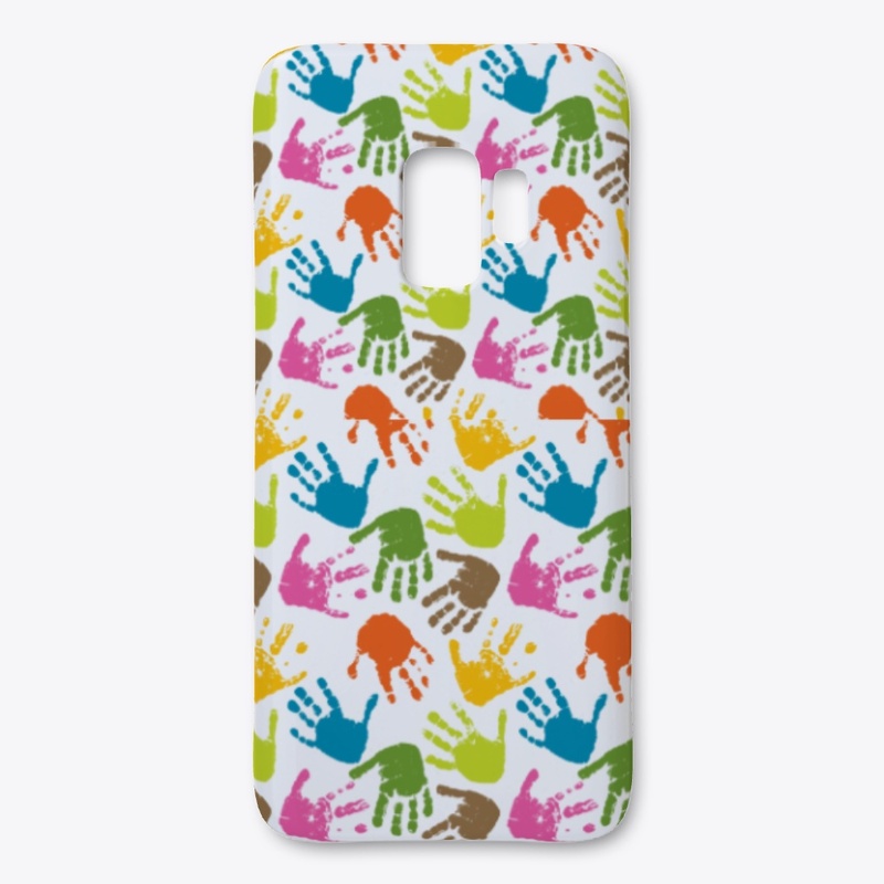 Seamless pattern of print of hands