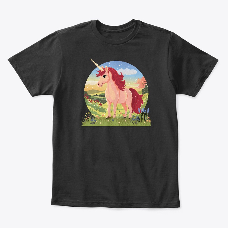 cute unicorn in a spring landscape