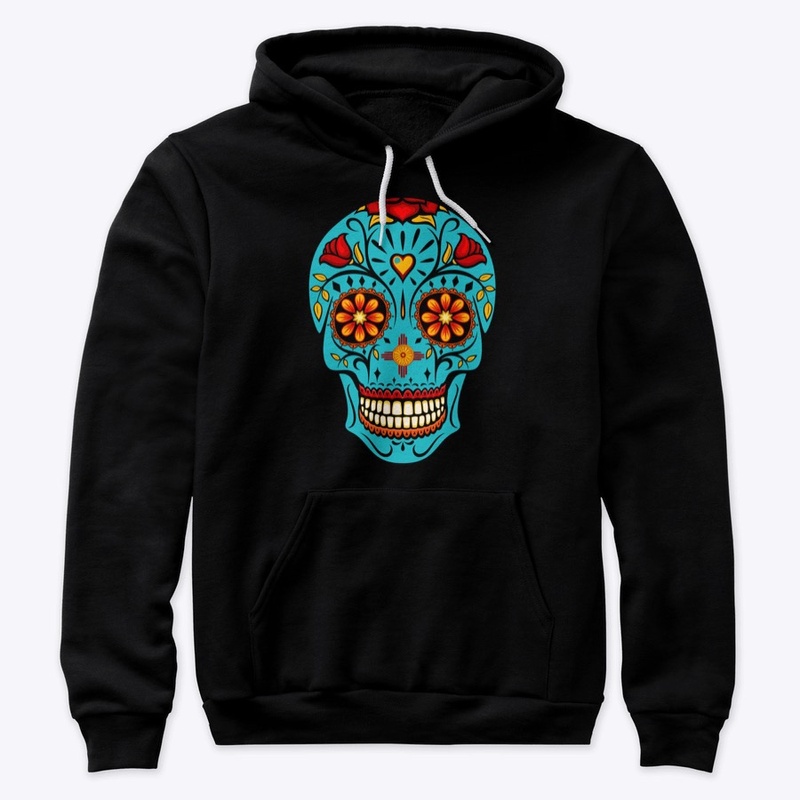 Turquoise Sugar Skull with Zia Nose