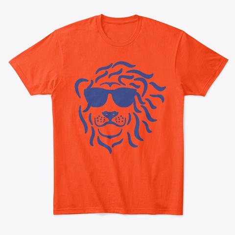 Blue Lion Logo Deep Orange  T-Shirt Front