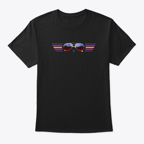 Aviator Sunglasses With Tomcats Black T-Shirt Front