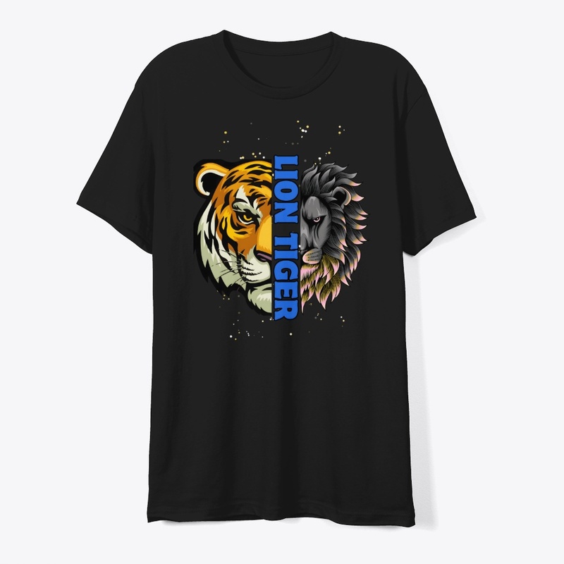 Lion Tiger Colorful Black T-shirt Design