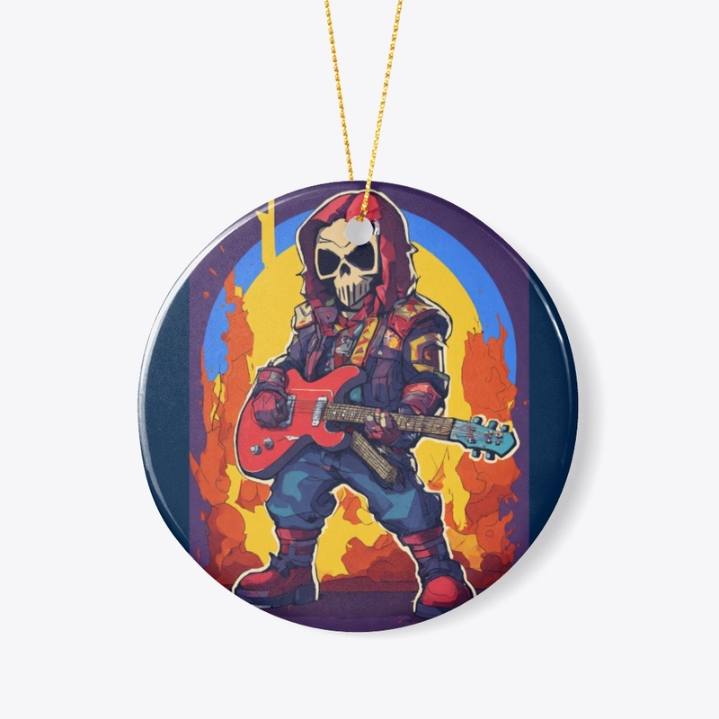 Rock and roll skull sticker tee