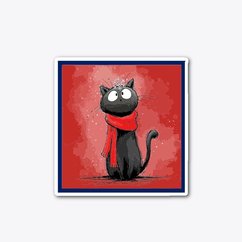 CAT SNOWFLAKE WINTER STICKER