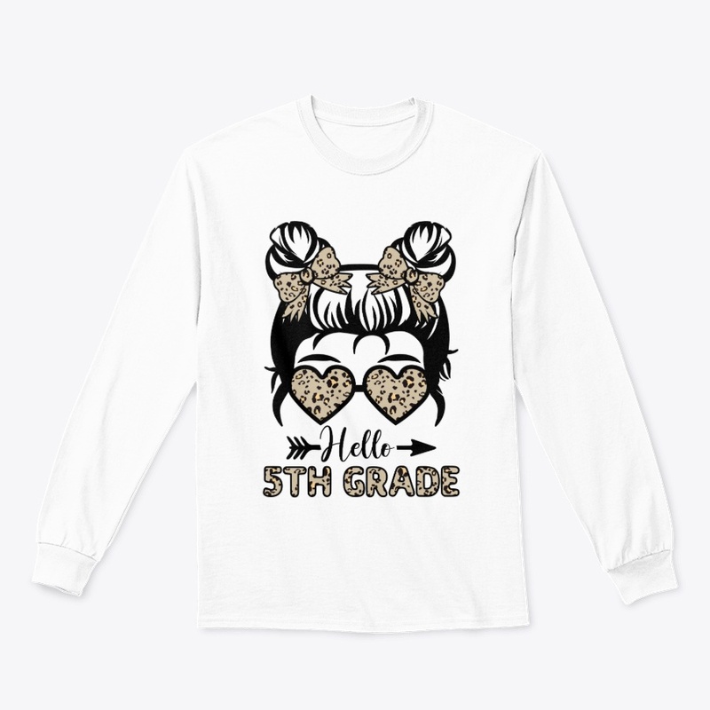 Hello 5th Grade Messy Bun - Leopard