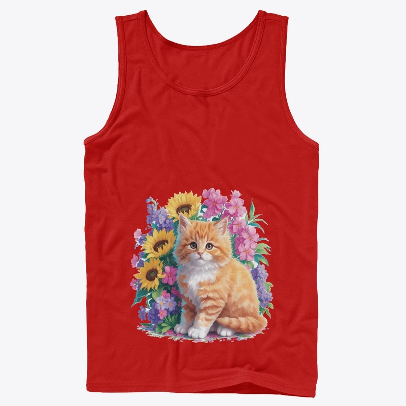 Kitten Amid the Cherry t-shirt design