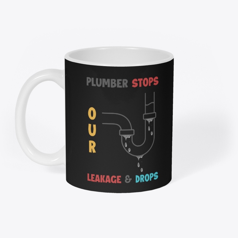 Plumber Stops Leakage And Drops Tea Mug