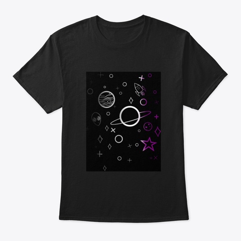Space Doodle—Asexual Pride Black T-Shirt Front