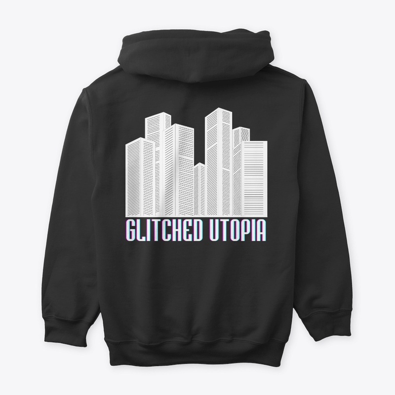 GLITCHED UTOPIA HOODIE BLACK