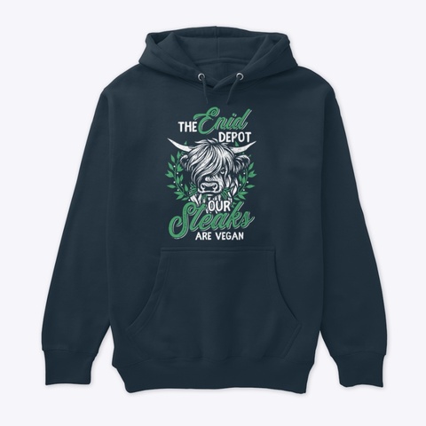 The Enid Depot Funny Vegan Cow Navy áo T-Shirt Front