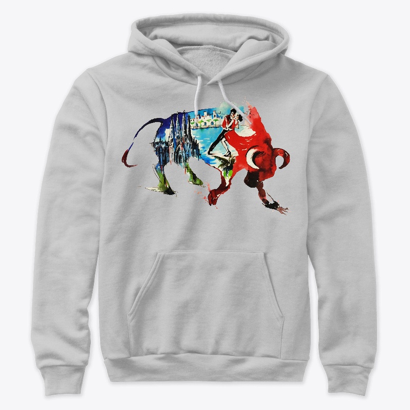 Spain Bull Vintage Travel Watercolor