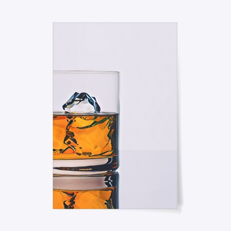 Whisky Glass With Ice - Watercolor Print