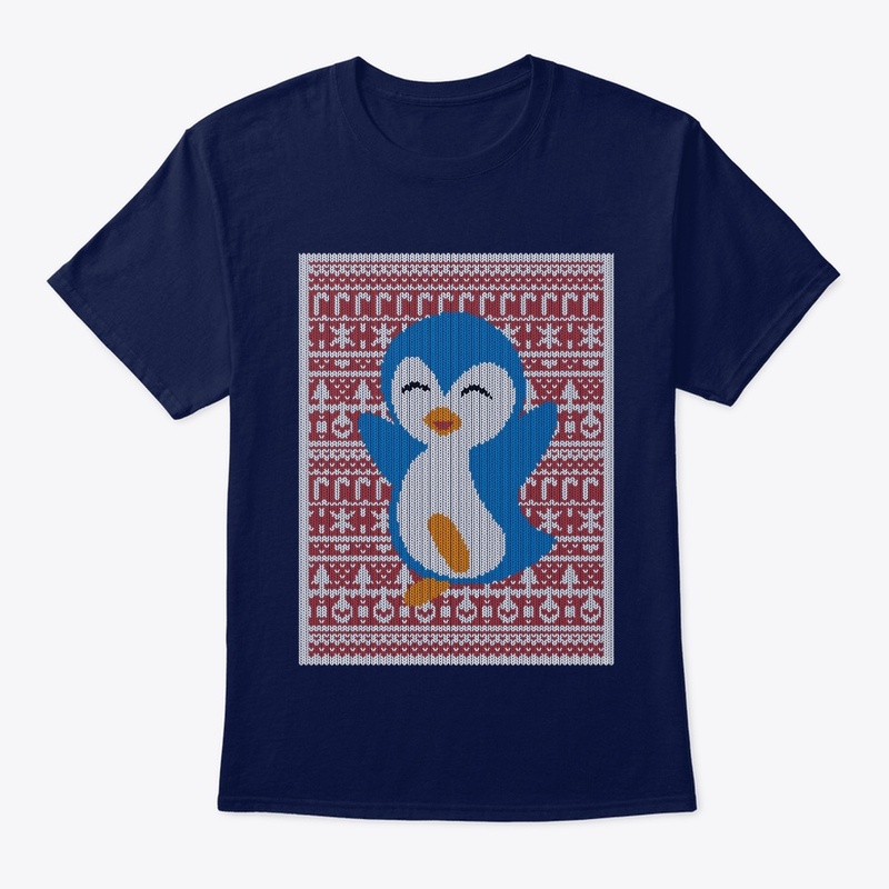 Mens Shirt Cheering Penguin - Ugly Xmas