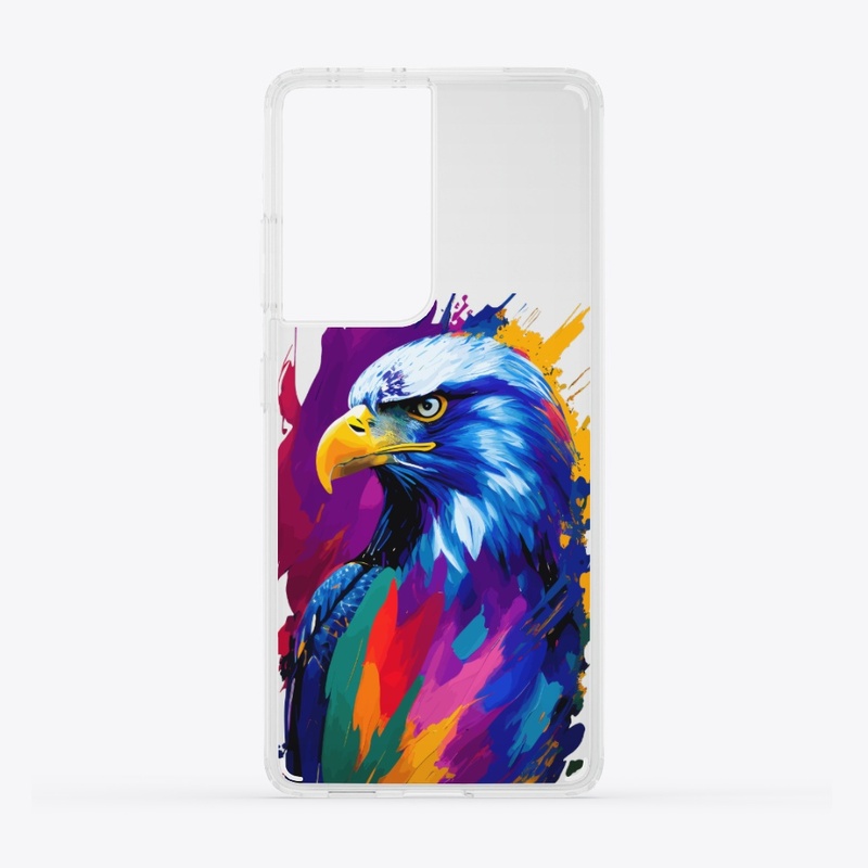 Vibrant Eagle in colorful splatter, left