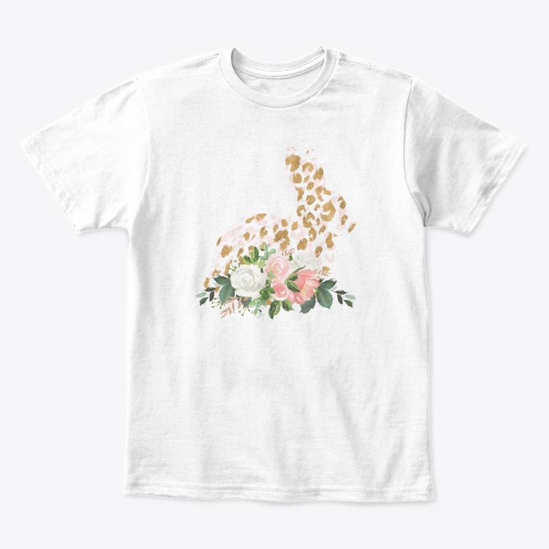 Leopard Print Bunny with Spring Flowers