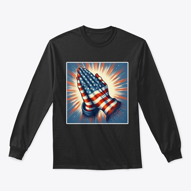 Praying Hands American Flag July 4th Tee