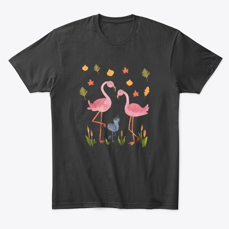 cute flamingos family