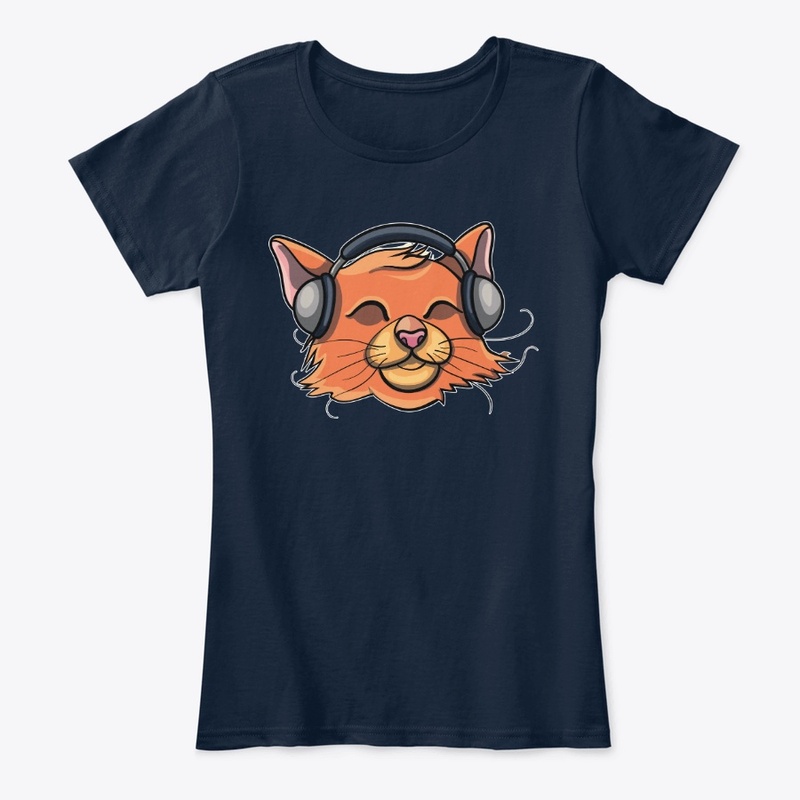 DJ cat with headphones music