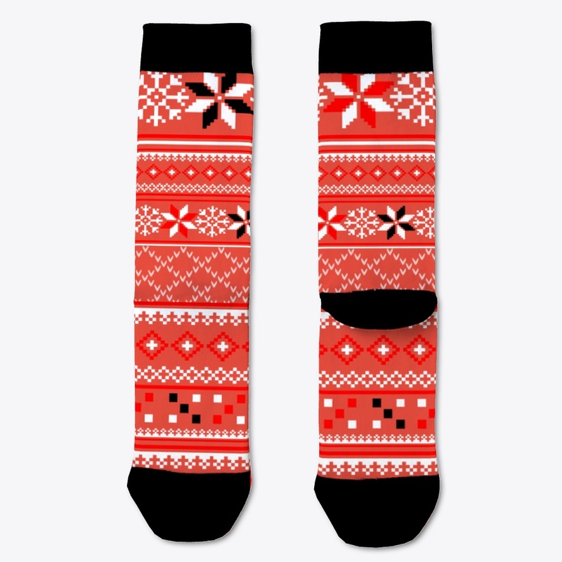 Ugly Christmas Socks Red Black White