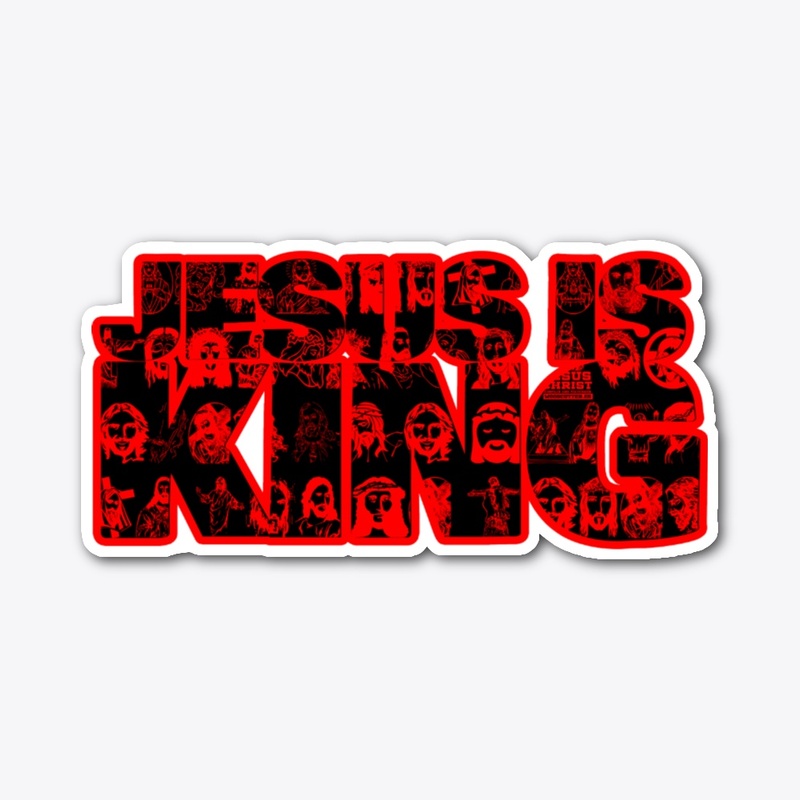 Jesus Is King with faces Red (Black BG) 